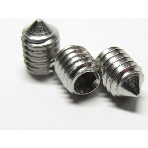 50PCS/Lot M2.5/M3/M4/M5 Set Screws 304 Stainless Steel Inner Hex Hexagon Socket Tapered Point Pointed End bolt