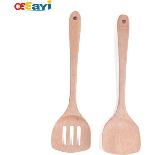 Non-Stick Wooden Handle Turners Heat Resistant Kitchen Utensils Fried Shovel Turners Spatula Varnish Kitchen Cooking Gadgets