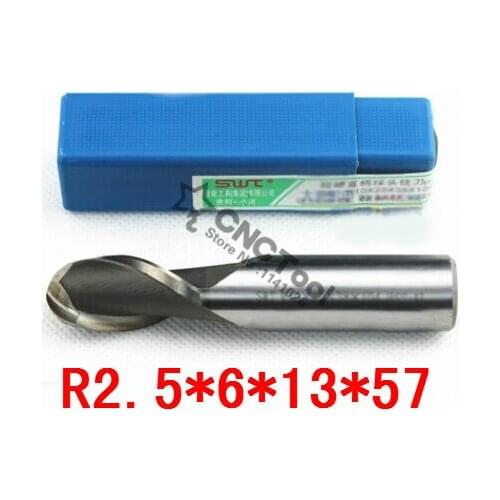 Free shipping 2PCS R2.5 high speed steel ball end milling cutter, straight shank white steel cutter, R alloy milling cutter