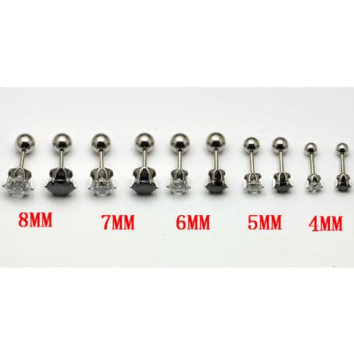 Free shipping stainless steel men stud earrings round cz stone cubic mix fake ear plugs piercing lots body jewelrys fake cheater