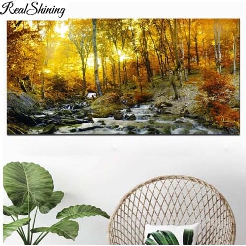 Large diy Diamond Painting Sunshine forest trees 5D Full Square Mosaic Diamond Embroidery waterfall nature home decor FS3313