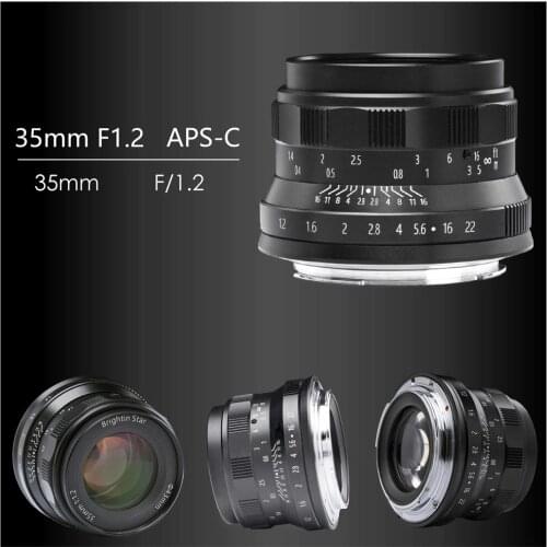 Brightin Star 35mm F1.2 Manual Focus Prime Lens for Fujifilm Fuji X FX Canon EF-M Sony E M4/3 Nikon Z Mount Mirrorless Cameras