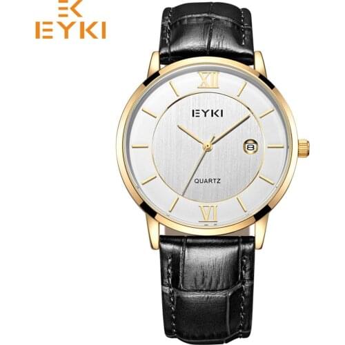 EYKI Fashion Top Brand Mens Women Watches Couple Clock Waterproof Quartz Movement Leather Watch Relogios Masculino Montre Femme