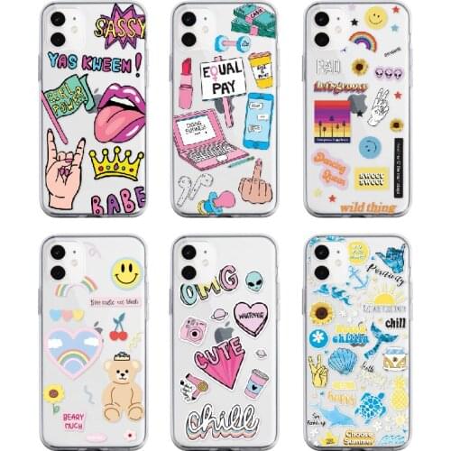 Summer Queen Good Vibes Stickers Case For iPhone 12 11 Pro 7Plus 7 6S 8 8Plus X XS Max XR Soft Clear TPU Phone Case Cover Fundas