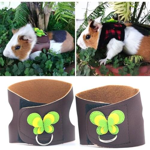 Small Pet Two-legged Chest Strap Outdoor Traction Rope Leash Clothes For Chinchilla Dutch Guinea Pig Breathable Denim Corset
