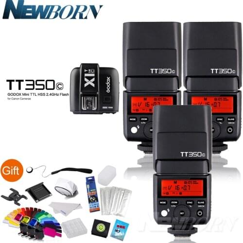 Godox Thinklite 3*TT350C TTL 2.4G Flash Speedlite+WirelessTransmitter X1T-C For Canon EOS 5D 6D 1100D 800D M5 M3 7D 6D 5D3 5DIV