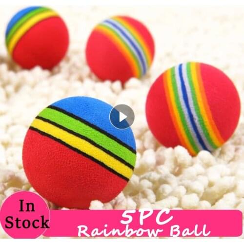 5PC Cats And Dogs Toys Ball Chew Toy Pet Kitten Ball Rainbow Elastic Rubber 35mm Funny For Home Pet Fidget Toys Ball Accessories
