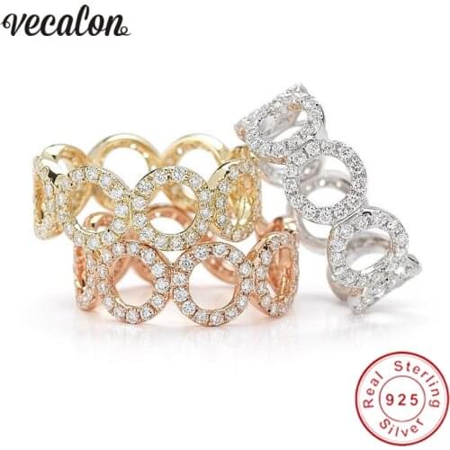 Vecalon Classic Jewelry 100% Soild 925 Sterling Silver ring 5A Zircon Cz Engagement wedding Band rings for women Bridal Gift