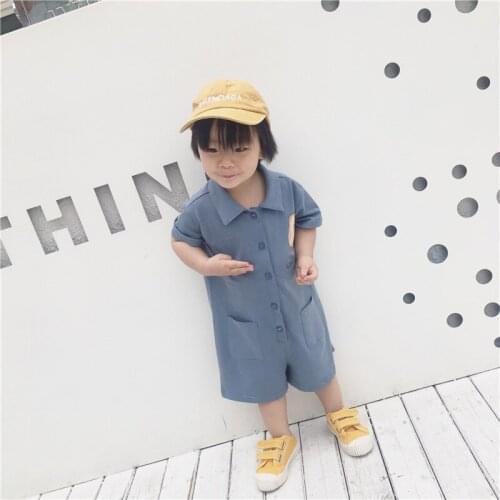 Unisex New 2019 Summer Kids Overalls Cotton Loose Jumpsuit Korean Style Baby Boy Girls Jumpsuits Baby Girl Short Sleeve Bodysuit