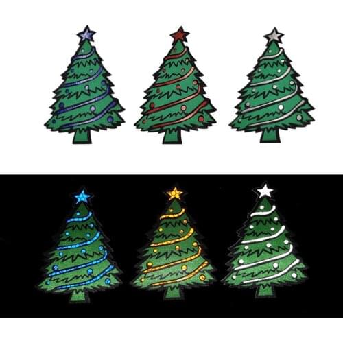Colorful Christmas Tree Reflective IR Nylon Patch Night Identification Armband Infrared Tactical DIY For Clothes Holiday Sticker
