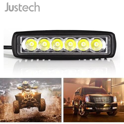 Justech Slim 18W LED Work Light Spot Bar Lamp For Jeep Offroad Bus Car Truck Boat ATV 4WD 12V 24V 6500K Car Light Replacement