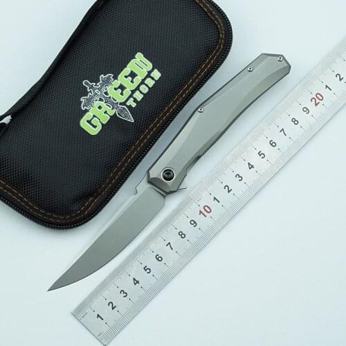 Green Thorn Mini Persian D2 Steel Titanium Alloy Handle Folding Knife Outdoor Camping Survival Kitchen Knife EDC Utility Knife