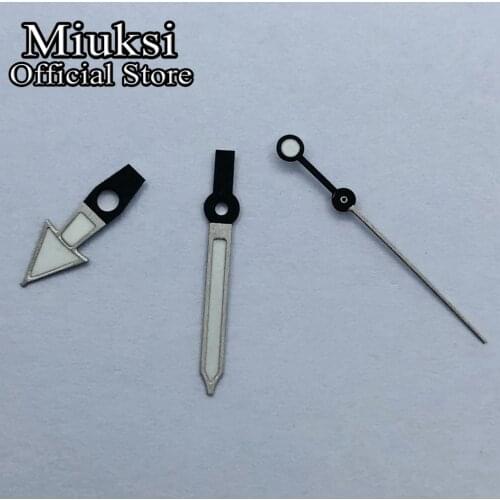 Miuksi silver watch hands green super luminous hands fit NH35 NH36 movement
