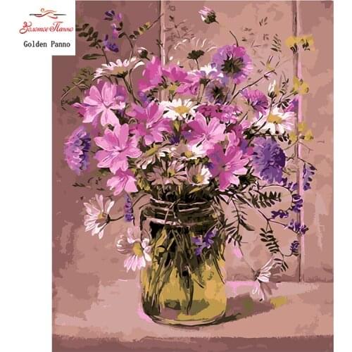 Golden Panno,Needlework,DIY DMC 14CT Cross stitch Kit, Pattern Embroidery Cross-stitch Painting,Christmas,crafts,floral,vase1026