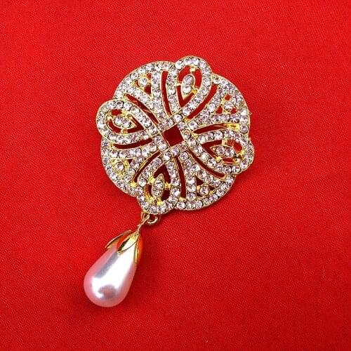 New Brooch Fashion High Quality Elegant Women Sparkly CZ Rhinestone Pearl Drop Pendant Pin Brooch for wedding , Item NO.: BH7999
