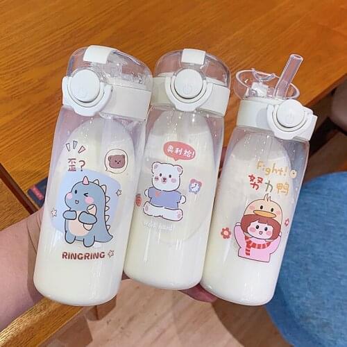 2021 New Portable Plastic Bottle With Straw Rope For Selling Drinks Juice Milk Beverage Water Bottle Outdoor Dinkware Tools