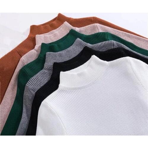 2021 New-coming Autumn Winter Turtleneck Pullovers Sweaters Solid Primer Shirt Tops Long Sleeve Slim-fit Tight Sweater