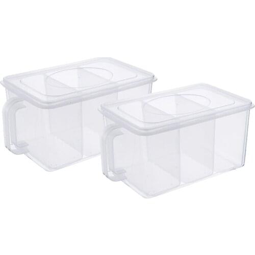 New 2 Pack Plastic Storage Containers with Removable Bins Handle Food Storage Organizer Boxes with Lids for Fridge Cabinet