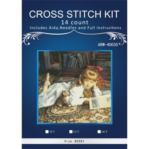 Oneroom lovely girl reading book Needlework,Embroidery,DIY portrait Painting,Cross stitch,14ct Cross-stitch,Sets For Embroider