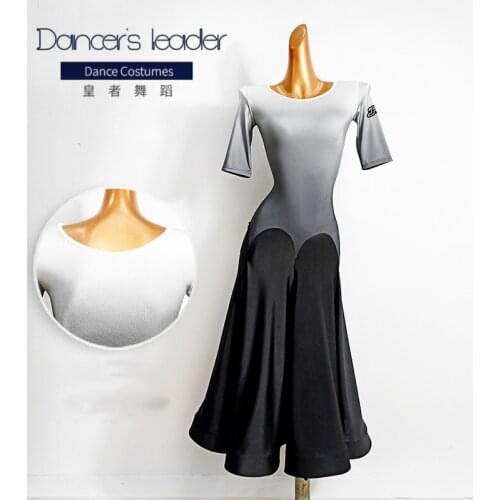 Modern Ballroom Dance Dress Lady Wash Gradient Color Short Sleeves Ballroom Long Dress Waltz Tango Dancing Clothes Wear