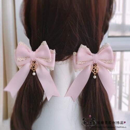 Japanese girl Handmade Headband Bowknot Hair Clip Hair accessories headdress Lori Double Horse tail Lolita Mengniang headband