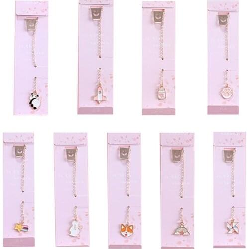 YYDS Cute Dog Rabbit Rainbow Pendant Metal Bookmarks Stationery School Office Book Marker Page Clip Student Gift
