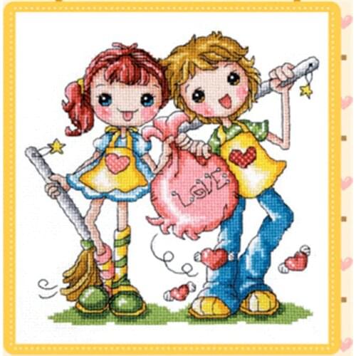 SO306 DIY Craft Stich Cross Stitch Cute Cartoon Painting Cotton Fabric Needlework Embroidery Crafts Counted Cross-Stitching Kits