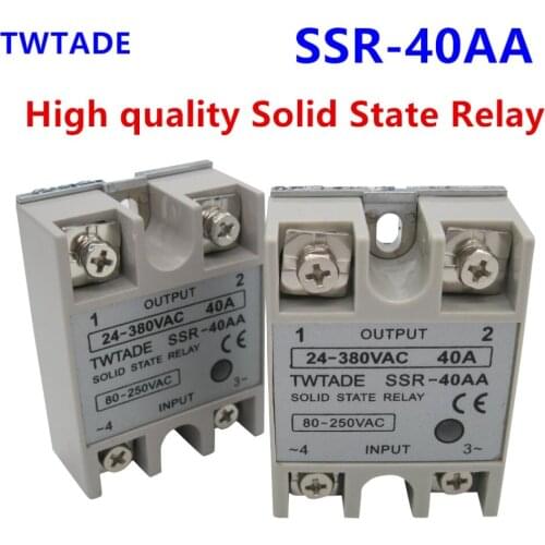 TWTADE/ High-quality Single Phase Solid State Relay SSR-40AA 40A Module 24-380VAC TO 80-250VAC SSR 40AA Solid State Relay