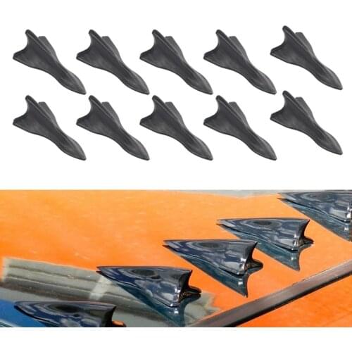 UNIVERSAL 10Pcs Carbon Fiber Design-Looking Color VORTEX GENERATOR FLEXIBLE PP EVO-STYLE ROOF SHARK FINS SPOILER