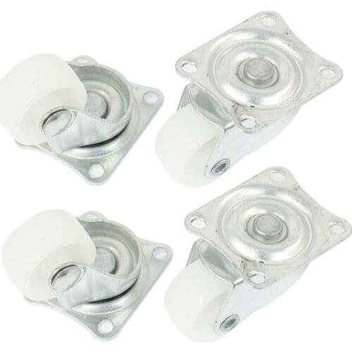 Uxcell Luggage Case Carts 1" Round Rotatable Swivel Wheel Caster Silver Tone White 4pcs