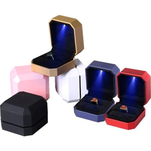 High Quality LED Wedding Ring Box Jewelry Display Gift Packing Storage Case Showcase wholesale Hot Selling