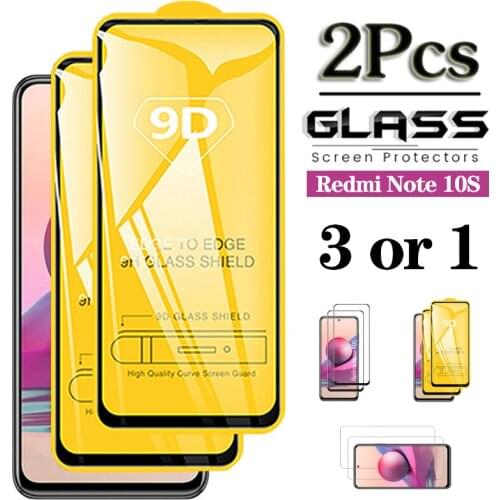 2Pcs 9D Premium Screen Cover Protector Glass on Redmi Note 10 S Cristal Templado For Xiaomi Redmi Note 10S Note10S note1 0s 10 s