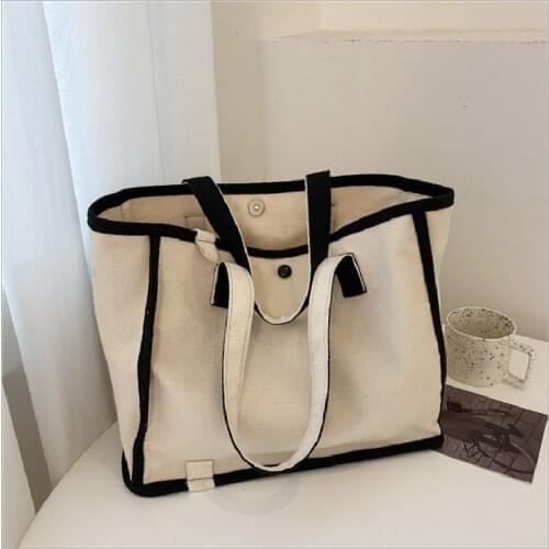 Female Canvas Bag Student Sweet Hit Color Patchwork Shoulder Bag Casual High Capacity Shopper Tote Bags For Women Сумка Женская