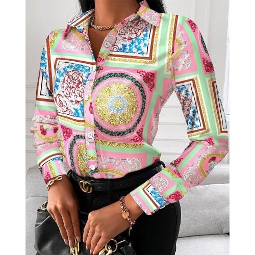 SSEURAT Women Shirt New Autumn Fashion Streetwear Printed Lace-up Long Sleeve Blouse