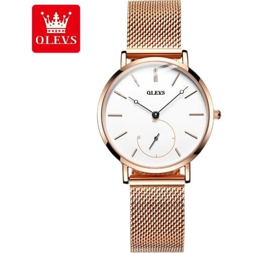OLEVS Brand Luxury Watch Women Waterproof Rose Gold Mesh Belt Ladies Wrist Watches Top Brand Bracelet Clock Relogio Feminino
