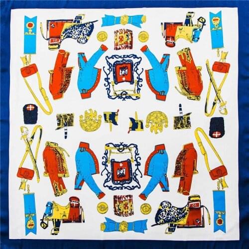 POBING Clothes Bag Print Square Scarves Spain Hijab Stain Silk Scarf Women Fashion Lady Headband Small Foulard Bandana 70cm*70cm