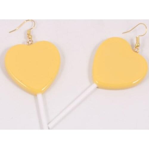 1pair Fashion Craft Resin Heart Candy Lollipop bff Friendship Drop Earrings For Women Jewelry