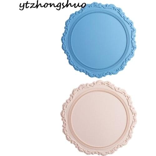 1pcs Blue Pink Large Thickened Silicone Dining Mat North European Embossed Heat Insulation Table Mat For Table Decoration