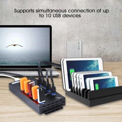 10-Port USB Charger Multi-Port USB Charging HUB Power Port 10 for Apple iPhone series (date syncs and charges)