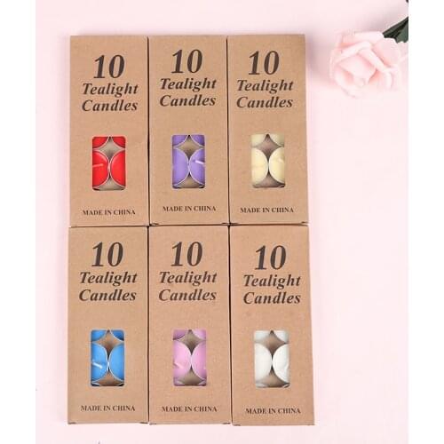 10 Pieces/Set Romantic Aromatherapy Tea Wax Candle Birthday Wedding Party Candle Candlelight Color Candle