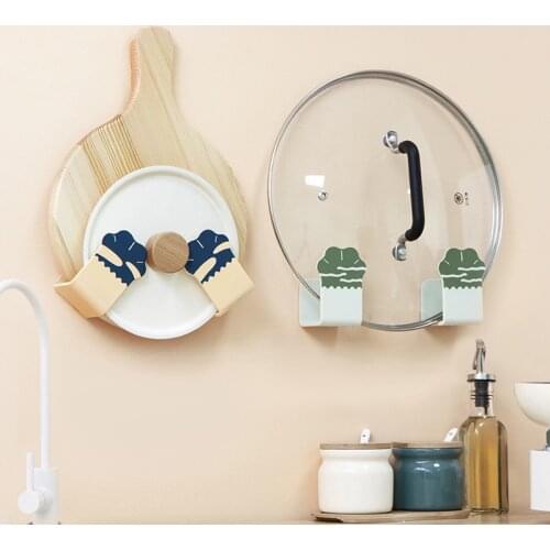 2pcs Cat paw Pot Lid Holder Wall-Mounted plastic hook hanging rack for Pan chopping board Pot Cover Rack kitchen shelf organizer