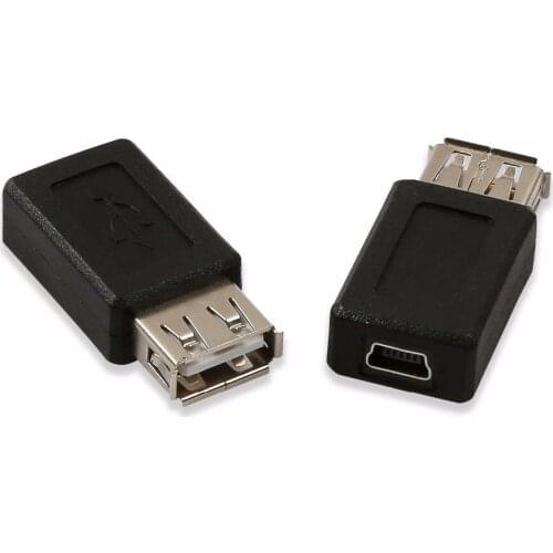 2pcs/lot USB 2.0 A Female to USB B Mini 5 Pin Female Adapter Converter