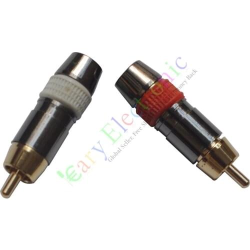 Wholesale and retail 20pc Copper RCA Plug Gold Plated Audio Video Adapter Connector Screw Locking DIY free shipping