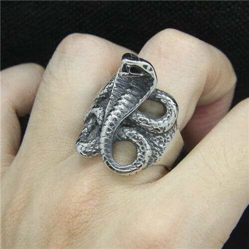 2020 Newest Fashion Design Cobra Mens Ring 316L Stainless Steel Mens Ring Cool Snake Ring