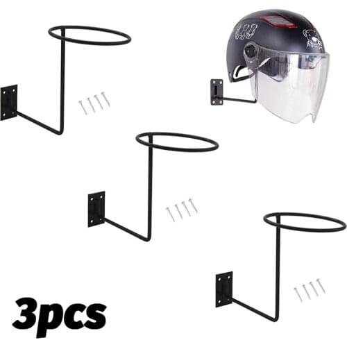 3pcs Motorcycle Helmet Thick Bracket Hanger Support Iron Wall Mounted Hook Rack Accessories