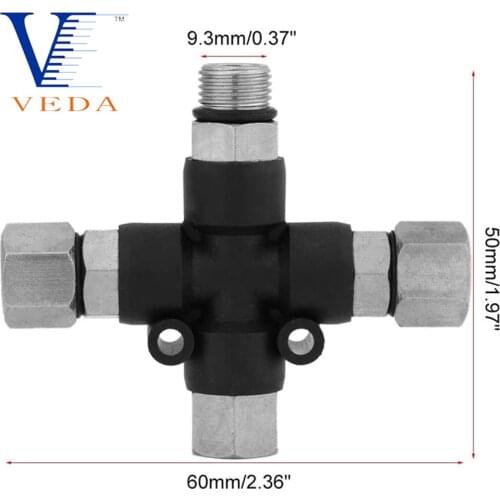 3 Way Airbrush Airhose Splitter Manifold with 1/8" BSP Fittings 2 Male Air Outlets and 1 Female Air Inlet