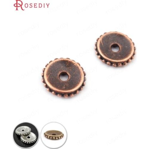 50PCS 6MM 9MM 11MM Antique Copper Plated Zinc Alloy Spacer Beads Diy Jewelry Findings Accessories