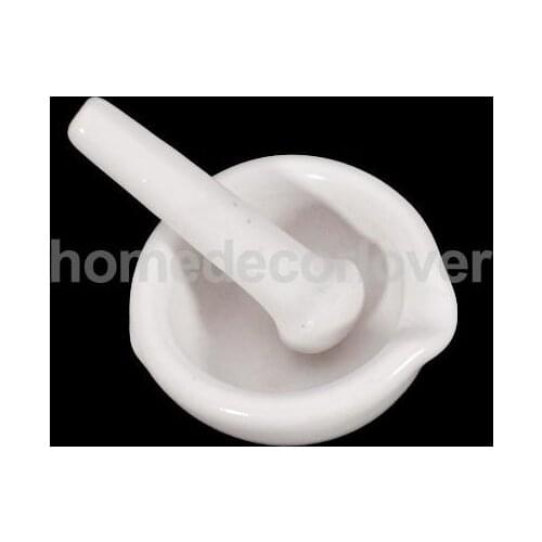 6ml Porcelain Mortar and Pestle Mixing Grinding Bowl Set - White