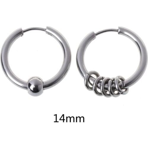 8mm-20mm Titanium Steel Circle Hoop Earring Cartilage Helix Piercing Earrings E56A