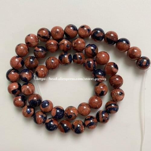 9th Aug Free Shipping Natural Blue Gold Sandstone Round Loose Beads 15" Strand 4 6 8 10 12MM Pick Size For Jewelry Making